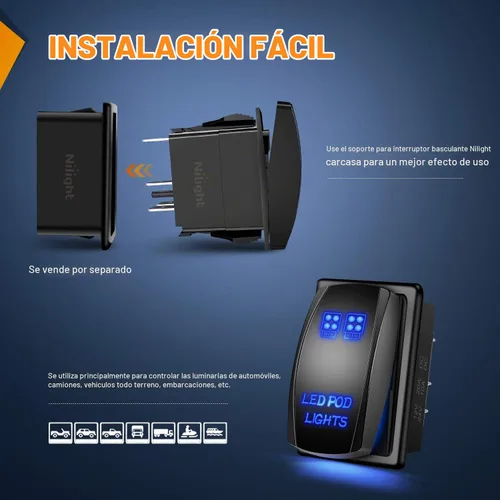 Vista 9 de Nilight Interruptor basculante de luces LED POD, interruptor de barra de luz LED, interruptor de encendido/apagado láser de 5 pines, interruptor