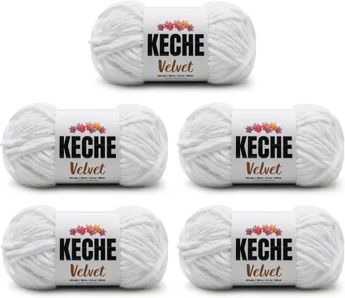 Vista 185 de Keche Hilo para ganchillo, hilo de terciopelo, chenilla suave, manta de bebé voluminosa amigurumi Yarn 3.53 oz (132 yardas) - Arona