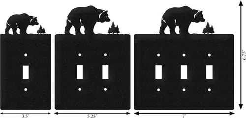 Vista 3 de SWEN Products Bear Wildlife - Placa de pared (interruptor simple, negro)