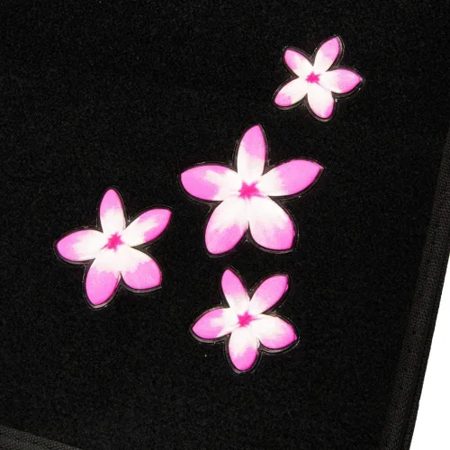 Vista 4 de BDK Alfombras con diseño floral de flores rosas para automóvil, camioneta, camión, SUV, juego completo de 4 piezas delanteras y traseras con Floral