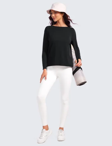 Vista 3 de CRZ YOGA Butterluxe-Light - Camisetas de entrenamiento de manga larga para mujer, ajuste holgado, atléticas, camisas de yoga, casual, relajadas