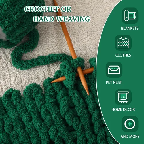 Vista 4 de 8 paquetes de hilo de chenilla jumbo grueso, 2045 g (72 oz) 224 m (245 yardas) para tejer y crochet, manualidades y manta (negro, 8 paquetes)