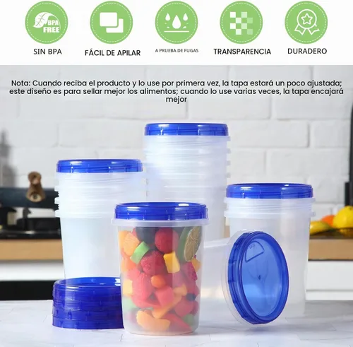 Vista 2 de 24 recipientes de almacenamiento de alimentos de 32 onzas con tapas giratorias superiores, recipientes de plástico reutilizables para alimentos