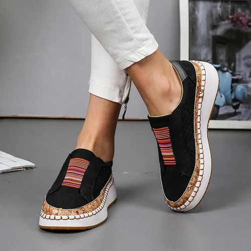 Vista 2 de Zapatos deportivos ortopédicos casuales de alta calidad para mujer, sandalias de plataforma ortopédicas sin cordones, zapatos casuales planos de moda