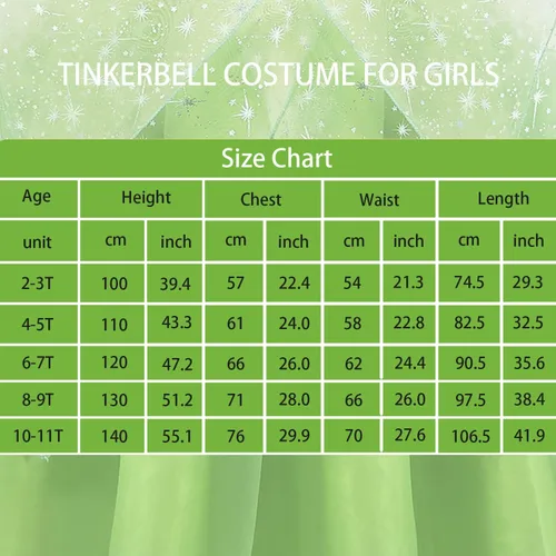 Vista 5 de Princess Tinker Bell Halloween Costume for Girls, Birthday Party Fairy Dress Up, Special Occasion Dress with Wings