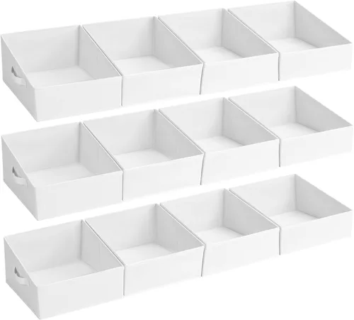 Vista 14 de DIMJ Contenedores de almacenamiento trapezoidales para ropa, 4 paquetes organizadores de armario y cestas de almacenamiento, cestas plegables