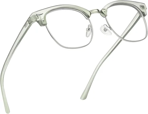 Vista 31 de Blue Light Blocking Glasses Anti Eyestrain Computer Gaming Glasses Vintage Half Frame UV Clear Lens for Women Men