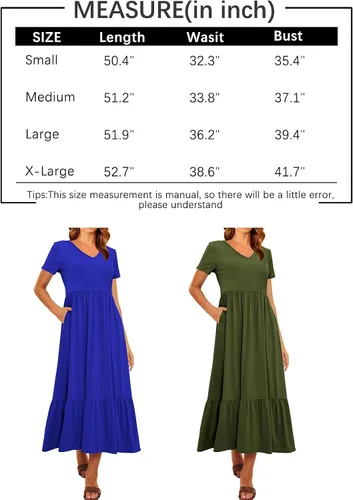 Vista 7 de LILLUSORY Vestidos casuales de manga corta con cuello en V y bolsillos para mujer