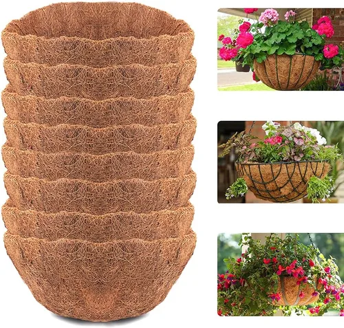 Vista 8 de 4 forros de coco para macetas, revestimientos redondos de coco para jardineras de ventana, cesta colgante de 8/10/12/14/16 pulgadas, tapete grueso