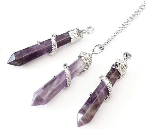 Vista 5 de 1 collar con colgante de bala de piedra preciosa natural, piedra de cristal curativo, cuarzo, reiki, chakra, energía de roca de 18 pulgadas, joyería