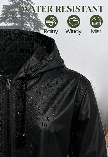 Vista 4 de Zando Plus Size Rain Jacket Womens Waterproof - Lightweight Packable Raincoat Hooded Windbreaker Travel Rain Coat for Women