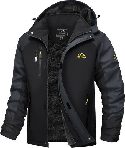 Vista 9 de MAGCOMSEN Chaqueta de esquí de invierno para hombre, chaquetas resistentes al agua y nieve, abrigos de forro polar cálido, para snowboard, trabajo