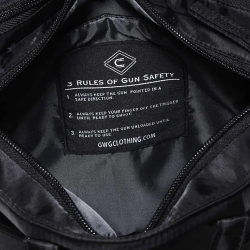 Vista 7 de Allen Company Bolso cruzado casual para niñas con pistolas de aventura bolso de transporte oculto con bloqueo bolso ambidiestro negro