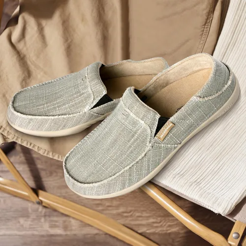 Vista 8 de Zapatos sin cordones para hombre, mocasines de lona con soporte para el arco, tenis ortopédicos casuales para fascitis plantar, zapatos para caminar