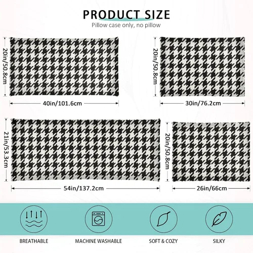 Vista 2 de Fundas de almohada clásicas de pata de gallo, tamaño estándar, transpirables, agradables a la piel, fundas de almohada suaves y acogedoras