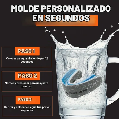 Vista 4 de Shock Doctor Braces Protector Bucal de Fútbol Americano, Dientes Superiores e Inferiores. Convertible, Ultra Doble Protección, Protector Bucal Negro