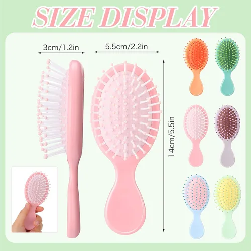 Vista 2 de Epakh Paquete de 6 mini cepillos desenredantes para niños, niños pequeños y mujeres, cepillos de cerdas suaves para cabello húmedo o seco y rizado