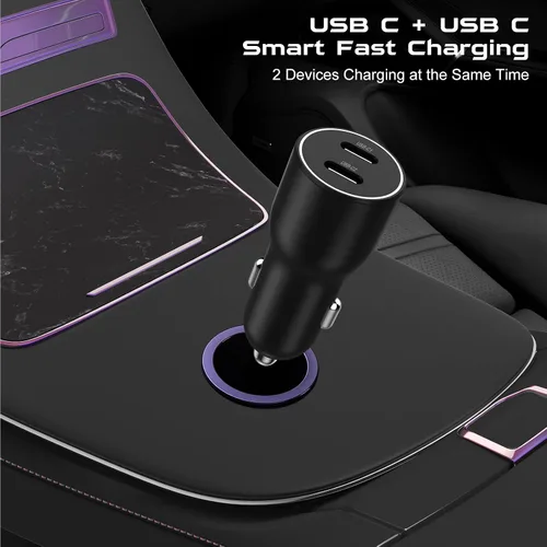 Vista 4 de Essri Cargador de coche rápido para iPhone 14 Pro 13 Pro Max 12 Mini 11 Pro SE X 8 Plus, cargador de coche con 2 unidades USB C de 3 pies