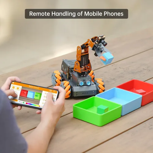 Vista 4 de MasterPi 5DOF Robotic Arm for RaspberryPi 5 AI Vision Tracking Target Sorting Line Follow Open Source Programming Smart Robot Car Kit for Teen Adult