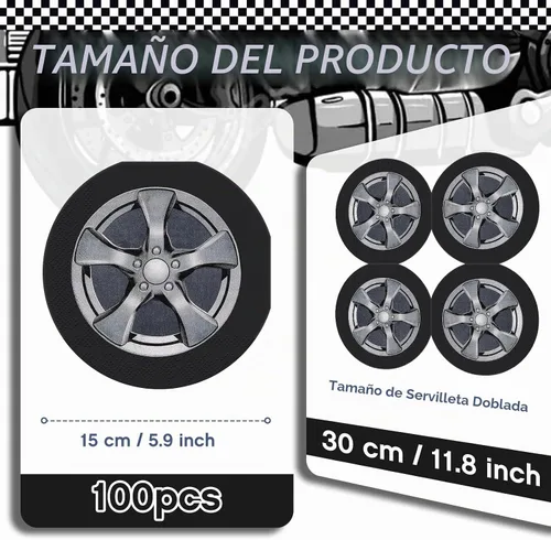 Vista 2 de Henoyso - 100 servilletas para neumáticos de coche de carreras, 6 pulgadas