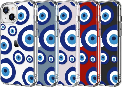 Vista 7 de LUHOURI Funda para iPhone 15 con protector de pantalla – Cristal acrílico transparente – Diseños de moda para mujeres y niñas – Funda protectora