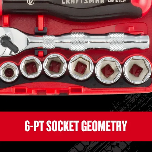 Vista 7 de CRAFTSMAN V-SERIES Juego de llaves con trinquete de perfil bajo de 80 dientes, 38 piezas poco profundas MM, accionamiento de 1/4 de pulgada