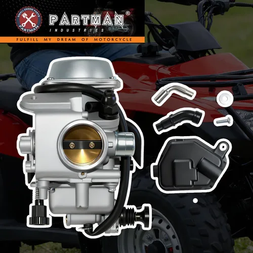 Vista 2 de Partman Carburador TRX350 apto para Honda Rancher 350 TRX350ES TRX350FE TRX350FMTE TRX350TM 2000-2006 Carb con válvula de gasolina válvula Petcock