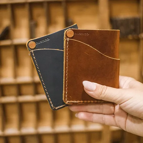 Vista 6 de Rustico Wave Wallet, Cartera de cuero para hombre, Café Oscuro, billetera estilizada