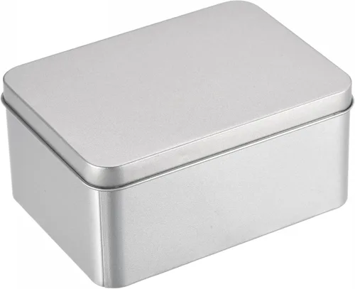 Vista 8 de uxcell Caja de Lata de Metal, 3.54" x 3.54" x 2.17" Recipientes Rectangulares Vacíos de Hojalata con Tapas, Tono Plateado, para Organizador