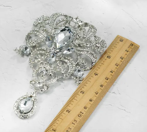 Vista 3 de Gyn&Joy Broche para mujer, 5 pulgadas, con diamantes de imitación de cristal transparente