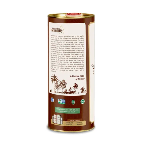 Vista 3 de CHEKKO Aceite de sésamo prensado en frío 100% puro, 1 litro (33 fl oz)