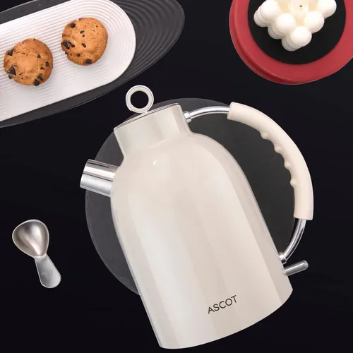 Vista 9 de ASCOT Hervidor eléctrico, de acero inoxidable, hervidor de té eléctrico, regalos para hombres/mujeres/familia, calentador de té retro de 1.5 L 1500