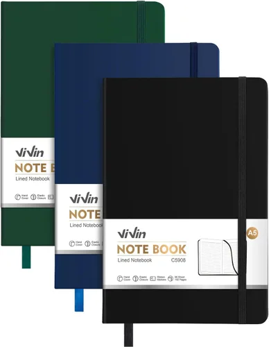 Vista 15 de ViVin Cuadernos de diario rayados para trabajo, 192 páginas, tamaño mediano de 5.5 x 8.3 pulgadas, rayado universitario, cuadernos A5 de tapa dura