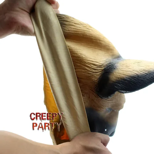 Vista 7 de CreepyParty - Máscara de cabeza de perro para fiesta de Halloween, máscaras de disfraz de perro, máscara de disfraz de perro tímido, máscara