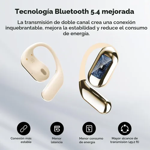 Vista 3 de Auriculares Bluetooth 5.4 de Oreja Abierta, Auriculares Inalámbricos Deportivos Sobre la Oreja con Micrófono Integrado con Ganchos para las Orejas