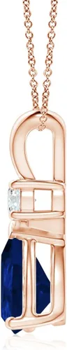 Vista 185 de Angara Colgante de lágrima de zafiro azul natural con diamante en plata/oro macizo de 14 quilates/platino Cumpleaños, compromiso, aniversario