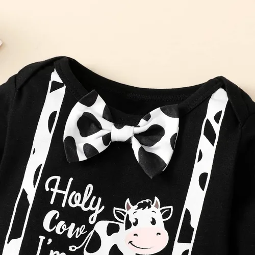 Vista 5 de Traje de primer cumpleaños para niño, traje de primer cumpleaños para bebé niño, disfraz de vaca sagrada con texto en inglés "I'm One
