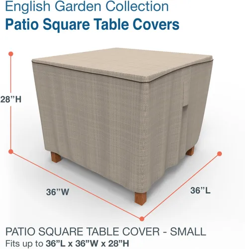 Vista 2 de Budge P5A24PM1 - Funda cuadrada para mesa de jardín inglés para patio, resistente e impermeable, pequeña, color tostado de dos tonos