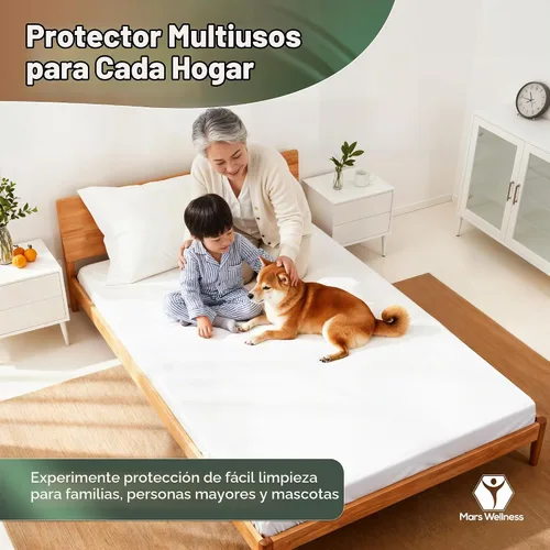 Vista 4 de Mars Wellness Protector y funda de colchón de vinilo impermeable, sábana bajera de color blanco, 1 paquete de 1