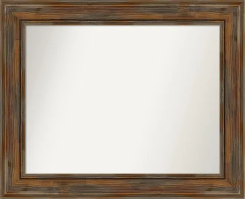 Vista 94 de Amanti Art Espejo de baño marrón para sobre fregadero, 26 x 26 pulgadas, espejo de tocador cuadrado marrón rústico Alexandria, marco de madera