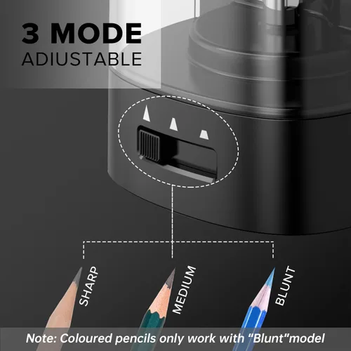 Vista 7 de Deli - Sacapuntas eléctrico, sacapuntas automáticos para lápices n.º 2 y lápices de colores, sacapuntas operado por USB y batería para niños, Negro