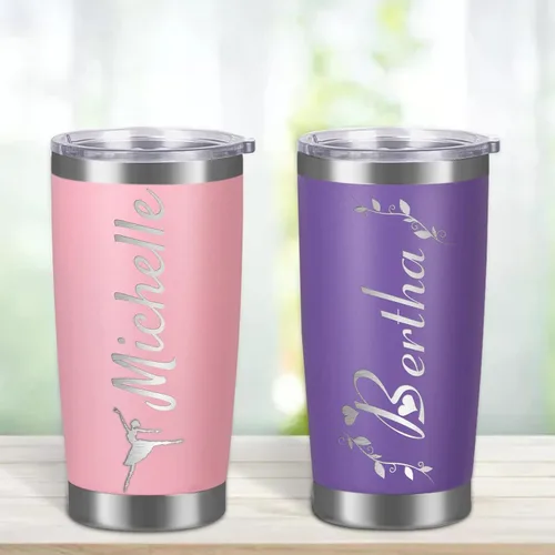 Vista 6 de Vasos personalizados con nombres, tapas y pajitas, tazas de viaje grabadas con láser personalizadas de 20 onzas, vasos aislados personalizados