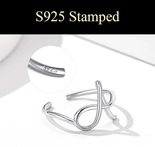Vista 4 de SILVERCUTE S925 Initial Rings, Adjustable Size 6-12 Statement Alphabet Letter A-Z Jewelry Personalized Twisted Initials Rings Sterling Silver