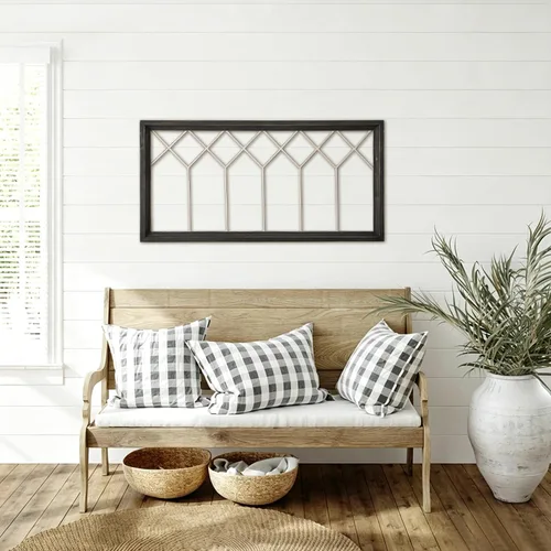 Vista 3 de Sintosin Farmhouse Window Frame Wall Decor 19 X 39 Inches, Washed Black