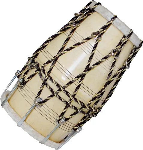 Vista 6 de CUERDA DE TAMBOR ESPECIAL DHOLAK + PERNO AFINADO NATURAL COLOR MADERA POLICO HECHO A MANO INDIAN SPL