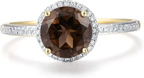 Vista 2 de Santuzza Anillo de oro macizo de 10 quilates con piedras preciosas solitarias para mujer