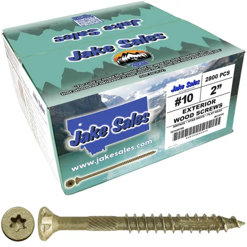 Vista 89 de 8 x 1 revestimiento exterior recubierto de bronce, tornillo de madera multiusos compatible con ACQ, cabeza plana Torx/Star Drive de 1 libra, 288