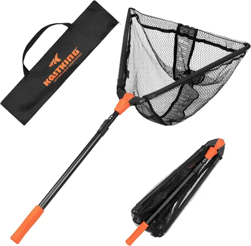Vista 13 de KastKing Pontus - Red de pesca para pescar, plegable y ligera, red de pesca de agua dulce con escala de longitud integrada, mango de aluminio, malla