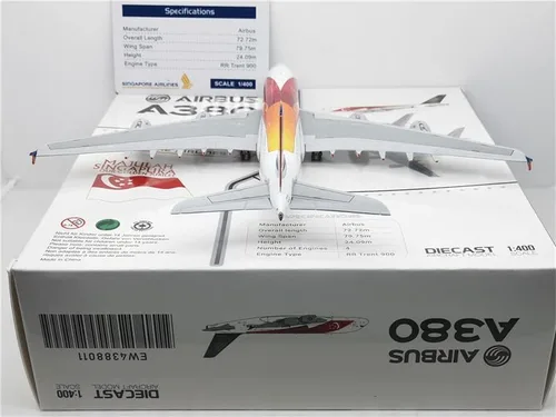 Vista 7 de JC Wings Singapore Airlines para Airbus A380 9V-SKI 1/400 DIECAST modelo preconstruido