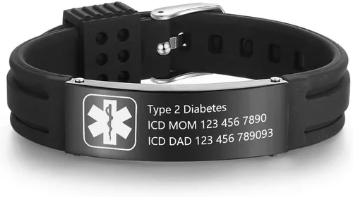 Vista 19 de OPALSTOCK Pulseras médicas personalizadas de silicona ajustable para identificación de emergencias, grabado gratuito, 9 pulgadas, resistente al